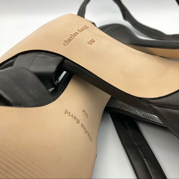 CHARLES DAVID Espionage Ankle Strap Sandal Leather Heels Pumps Size 9M - Picture 6 of 10